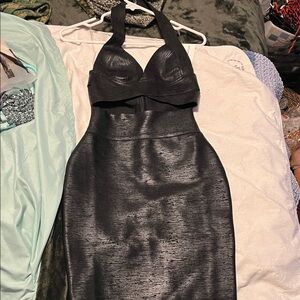 Chic Black Backless Halter Dress